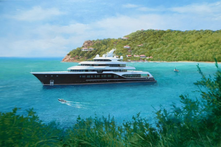 custom yacht portrait oil painting